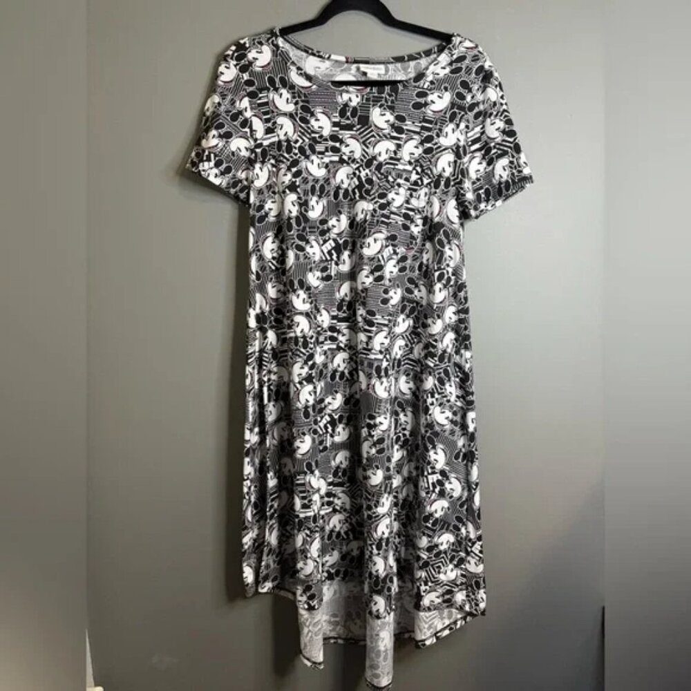 LuLaRoe Disney S Carly Dress - Mickey Mouse on White & Black - Disneyland